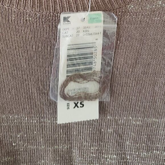 New Attention Brown with Gold Threads Sweater Dress - Picture 4 of 4